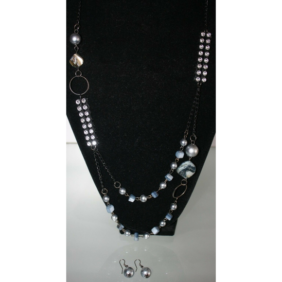 3/$15 Beaded & Rhinestone Retro Doule Strand Necklace & Earrings Women's Jewelry - Picture 2 of 5